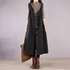 Primavera de 2024 Novo Estilo Coreano tamanho plus size menina cheinha Colete Solto Longo Jeans Sem Mangas com Capuz Acima do Joelho Top Feminino