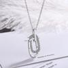 Collar de Cadena con Anillo del Alfabeto Geométrico Ovalado Temperamento con Incrustaciones de Diamantes Cadena para Clavícula
