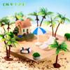 Micro paisaje simulación cocotero playa arena bandeja paisaje modelo doble cocotero planta árbol decoración accesorios pequeños adornos