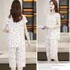 Pijama de algodón y seda para mujer para mamás, verano, fino, algodón artificial, ropa de casa para mediana edad y ancianos, nuevo traje de dos piezas de manga corta 2023