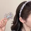 Novo prendedor de cabelo roxo, suave e romântico, com estampa de laço requintada, elegante prendedor de rabo de cavalo e tiara para mulheres
