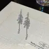 Pendientes de Borla de Circonita Súper Brillantes de Lujo Ligero para Mujer, Pendientes de Botón Geométricos Simples de Venta Caliente Estilo Coreano, Accesorios para Orejas Exquisitos de Gama Alta de Nicho