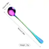 1010 Cuchara de Acero Inoxidable de Mango Largo para Arrocera, Cuchara Mezcladora para Cócteles, Cuchara para Café y Helado, Cuchara para Helado con Punta Redonda Puntiaguda