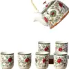 Xinmingxuan Cerámica Azul y Blanca Vintage con Filtro Juego de Té Doméstico Juego de Té Tetera de Porcelana Taza de Té Tetera de Cola Juego de Té