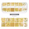 Accesorios para Uñas Tachuelas Metálicas Huecas Estilo Japonés Rhinestones de Colores con Base Plana Caja de Tiras Largas Set Mixto para Uñas Set Completo