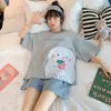 Pijama de verano para mujer, manga corta, shorts, holgado, talla grande, 2023, nuevo conjunto de casa, verano, fino, dos piezas