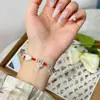 Pulseira de Prata Pura S990 para Mulheres, Paz e Alegria, Pulseira de Fio Vermelho em Formato de Cabaça, Fashion e Versátil, Pulseira Elegante e de Alto Padrão