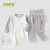 Conjunto de ropa de otoño e invierno para bebés niños y niñas, conjunto de dos piezas de ropa de casa de cintura alta que protege la barriga, ropa interior para bebés