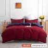 Funda de almohada con bolsillo, funda nórdica de tela cepillada de color liso, juego de tres piezas transfronterizo, funda nórdica de plumón, ropa de cama textil para el hogar de fibra ultrafina