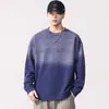 Sudadera H360B Tallas Grandes para Hombre Otoño e Invierno 420g Lavado Pesado Degradado Sudadera para Hombre Holgada Retro Americana Top de Contraste