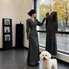Vestido de punto con cuello estilo francés para mujer, nueva colección otoño e invierno, entallado a la cintura, adelgazante, vestido largo maduro y elegante