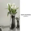 Lujo Accesible Escandinavo Cerámica Florero Arreglo Floral Florero de Plata Electrochapado de Gama Alta Adornos Florales Adornos Decorativos Suaves