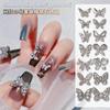 Manicure prata borboleta zircão joias requintado pequeno tamanho arco luz luxo metal tridimensional borboleta unha diamante decorativo
