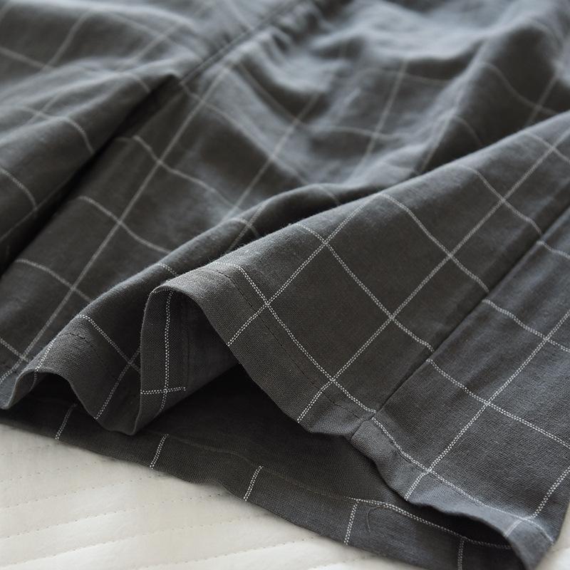 格子纱布短短套装