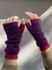 Nuevos guantes de punto sin dedos de bloques de color a rayas 2022 para mujer, calentadores de brazos de punto cálidos de invierno