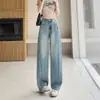Pantalones de Mezclilla de Pierna Ancha para Mujer que Favorecen la Forma de la Pierna, Adecuados para Verano, Tipo de Cuerpo Pera, Ligeramente Redondo, Adelgazantes de Cadera, Cintura Alta, Corte Holgado, Petite, Pantalones Largos hasta el Suelo