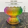 Suporte de vela de manteiga de lótus esmaltado colorido com oito símbolos auspiciosos suporte de vela suporte de lâmpada suprimentos budistas enfeites de suporte de vela casa