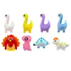 Atacado transfronteiriço de série de dinossauros de borracha macia de PVC, figuras 3D, pontas e tampas de caneta de papelaria divertidas para estudantes