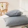 Fronhas de Algodão Lavado de Cor Sólida, um Par de Fronhas Individuais Novas de Algodão Puro, um Par de Capas de Forro para Uso Doméstico Duplo