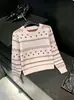 Suéter rosa jacquard estilo coreano para mulheres, nova coleção de outono, top de malha casual para usar por baixo com padrão xadrez na cor principal da imagem