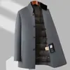 Abrigo de lana para hombre de otoño e invierno, de longitud media, con forro de plumón extraíble y cuello de piel, adecuado para uso formal y casual