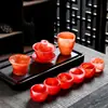Tetera de Porcelana Jade Vidrio Juego de Té Kung Fu Accesorios Tazón de Cubierta Juego de Té de Gama Alta Juego Completo Regalo para Hogar Oficina Venta al por Mayor