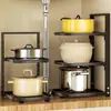 Suporte para panelas para guardar utensílios de cozinha, prateleira de aço inoxidável para cozinha, prateleira de armazenamento multicamadas para debaixo da pia, armário doméstico com compartimentos internos