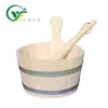 Balde de Madeira e Concha para Sauna, Fornecimento Direto do Fabricante, Estilo com Corda, Recipiente Interno de 5L com Borda de Metal, Concha para Regar Sauna, Banho de Pés e Banho de Vapor