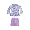Nuevo traje de baño para niñas, conjunto de tres piezas de playa de manga larga de dos piezas, traje de baño de dos piezas para niñas coreanas al por mayor
