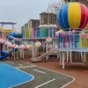 Estructura de juego exterior para niños con tobogán, pasarela aérea, red de escalada de madera para jardín de infantes, tobogán de acero inoxidable, equipo de diversión
