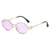 Gafas de sol con textura metálica estilo Hong Kong, montura ovalada de alta gama, color degradado, protección UV, gafas de sol retro de moda para hombre y mujer