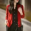 Cárdigan de Punto con Parches de Encaje Estilo Francés Falso Dos Piezas Cuello en V para Mujer, Nuevo Estilo Elegante 2026 Abrigo Suéter