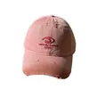 Gorra de Béisbol Rosa con Bordado de Letras Degradadas para Mujer, Gorra Versátil de Ala Ancha y Corona Suave, Circunferencia de Cabeza Grande, Sombrero para Adelgazar el Rostro