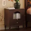 Mesa de cabeceira de madeira maciça estilo usado armário de armazenamento moderno armazenamento simples de cabeceira mini armário sensação de alta qualidade mesa de cabeceira preta