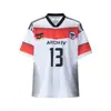 Marca de Nicho Tendencia Corea del Sur Retro Americano Cuello en V Retazos Estampado de Letras Manga Corta Camiseta Malla Digital Camiseta Deportiva