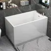 Bañera Pequeña para Apartamento Acrílico Red Social Japonesa Bañera Pequeña con Herrajes Remojo Profundo Sentado Bañera Acrílica