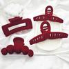 Pinza Grande de Terciopelo Otoño e Invierno Pinza para el Pelo Flockada Superficie de Terciopelo Rojo Grande Accesorios de Año Nuevo Accesorios para el Cabello Pinza de Tiburón Venta al por Mayor