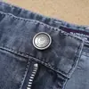 Moda de Lujo Primavera y Verano Azul Gris Poliéster Delgado Elástico Recto Ligeramente Sueltos Jeans para Hombre
