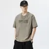 Camiseta de Manga Corta para Hombre Primavera/Verano 2024, Estampado de Letras de Moda, Cuello Redondo, Top Casual Deportivo Holgado de Media Manga