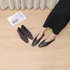 6612-1 Novos Sapatilhas Quadradas Tecidas para Mulheres, Sapatos de Avó com Solado Plano Estilo Retrô, Scarpins Versáteis de Couro Macio Confortáveis