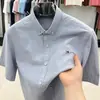 Comercio Exterior Camisa de Manga Corta para Hombre Tommy Verano Nuevo Algodón Puro Moda de Alta Gama Profesional Camisa Básica Ropa para Hombre sin Planchar