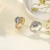 Anillo de Pareja Sol y Luna con Diamantes para Mujer, Personalidad Transfronteriza Europea y Americana, Diseño Simple