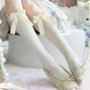 Calcetines Rosas con Moño Estilo Nuevo para Mujer, Zapatos Planos a Juego para Chica Pura Deseo, Medias Grises para Pantorrilla, Calcetines de Felpa Beige