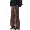 Calças Casuais de Sarja Pesada Americana Masculinas Outono 2026 Novo Estilo Estilo Old Money Retro Plissadas Largas Perna Reta Calça Jogger