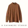 Suéter de Cachemira Engrosado con Hilo Grueso de Tres Hilos y Patrón de Diamantes 2026 Otoño/Invierno Nuevo Estilo para Mujer, Cuello Semi Alto, Capa Base, Suéter de Estilo Versátil
