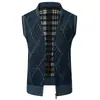 Colete transfronteiriço plus size, forrado com fleece e espessado, novo estilo outono/inverno, jaqueta popular slim fit, suéter masculino, agasalho, cardigã com gola alta
