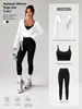 Nuevo conjunto de tres piezas de fitness para mujer, ajustado, muy elástico, secado rápido, leggings de capa base, ropa para Pilates yoga