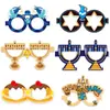 Gafas de Papel con Temática de Hanukkah Decoraciones para Fiesta de Fiesta Judía Marco de Gafas Candelabro de Estrella de Seis Puntas