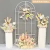 Decoración de boda color champán flor de simulación arreglo floral de suelo flor de guía de carretera rincón de flores flor de escenario de boda auditorio hotel arreglo floral