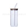 Vaso de Coca-Cola con chorro de arena creativo, vaso de café de una sola capa con tapa de madera de bambú, vaso Mason de borosilicato alto, botella de lata con pajita
